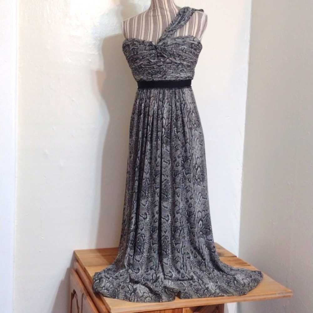 BCBG Maxazria Jamille One Shoulder Maxi Dress in Python Size Dress Size 2